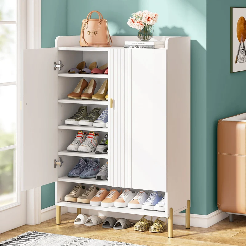 6-stöckiger Schuhschrank aus Holz, Schuh-Organizer für den Eingangsbereich