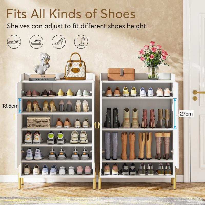 6-stöckiger Schuhschrank aus Holz, Schuh-Organizer für den Eingangsbereich