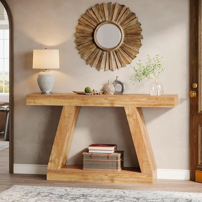 Konsolentisch im Landhausstil, 140cm Sofatisch mit Stauraum