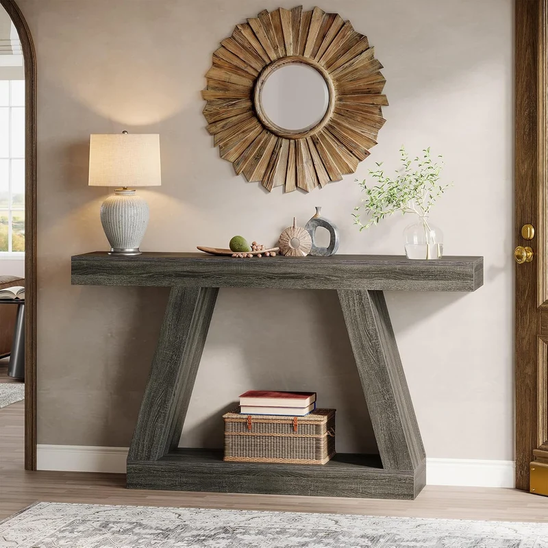 Konsolentisch im Landhausstil, 140cm Sofatisch mit Stauraum