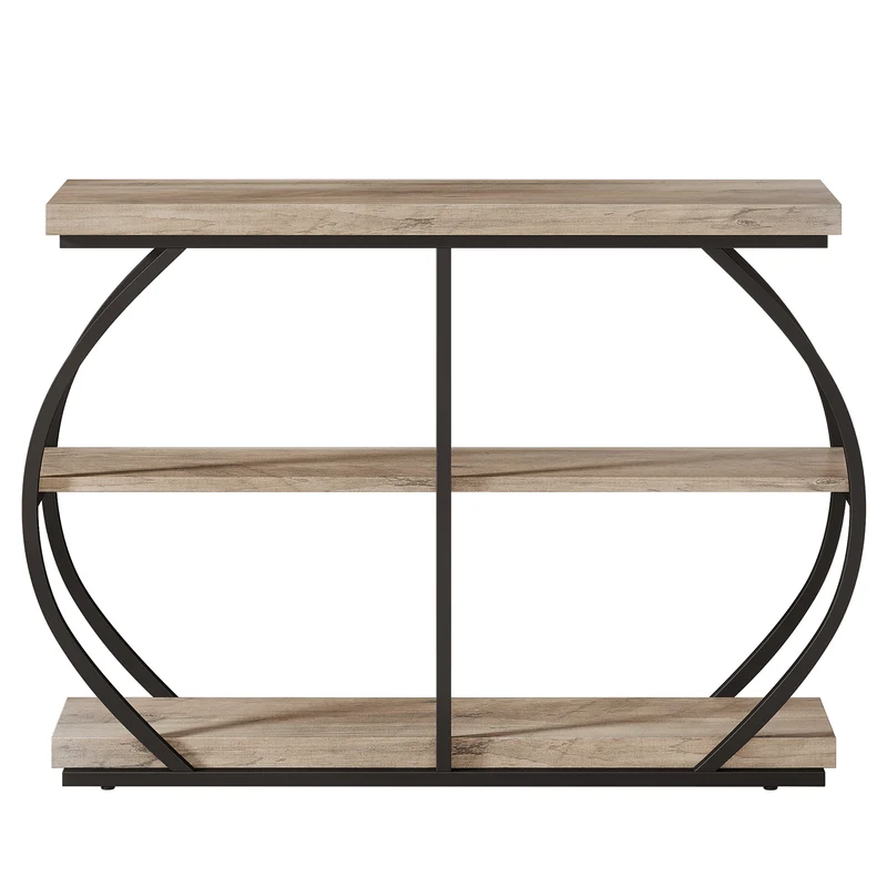 105 cm Konsolentisch, 3-stufiger Sofa-Eingangstisch mit Ablagefächern