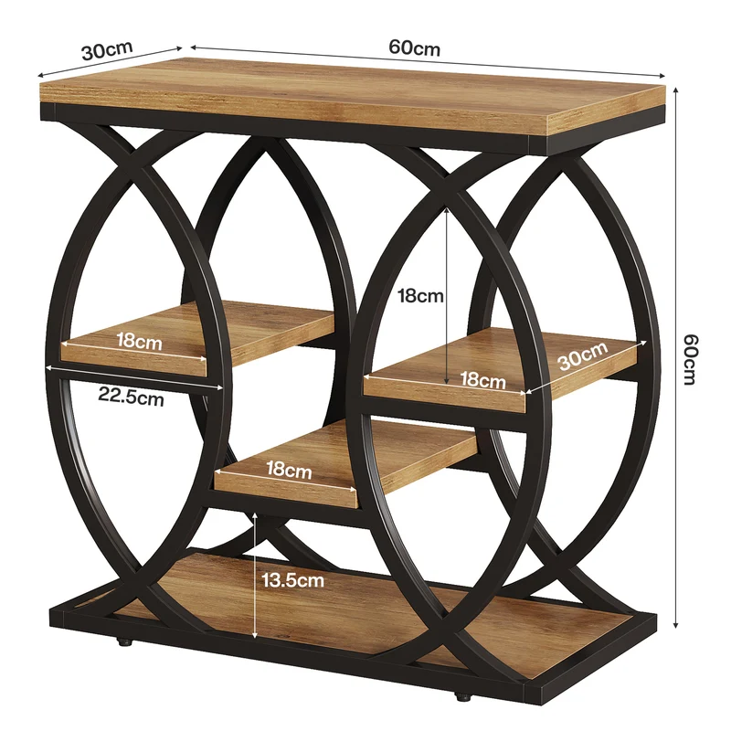 Beistelltisch mit 4 Ablagen, 60cm schmaler Nachttisch mit Stauraum