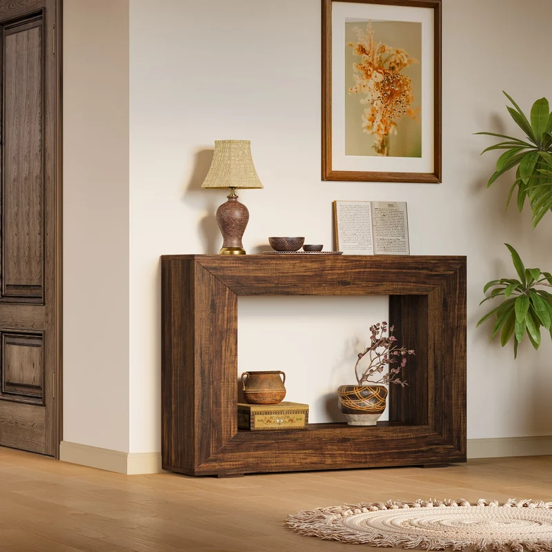 Konsolentisch im Landhausstil, 120 cm Sofatisch aus Holz für den Eingangsbereich mit Stauraum
