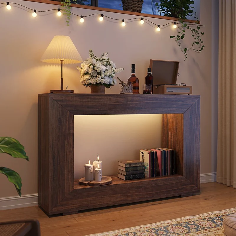 Konsolentisch im Landhausstil, 120 cm Sofatisch aus Holz für den Eingangsbereich mit Stauraum