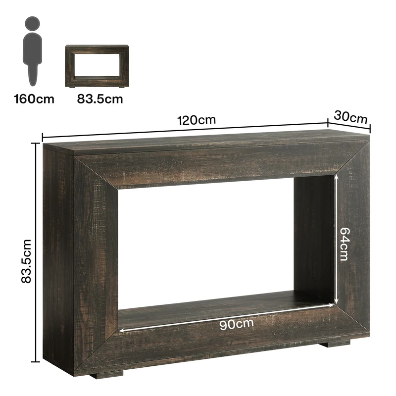 Konsolentisch im Landhausstil, 120 cm Sofatisch aus Holz für den Eingangsbereich mit Stauraum