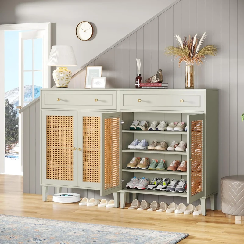 Schuhschrank mit Türen und Schubladen, für Flur, Wohnzimmer, Schlafzimmer