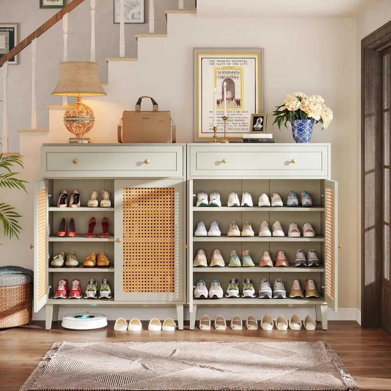Schuhschrank mit Türen und Schubladen, für Flur, Wohnzimmer, Schlafzimmer