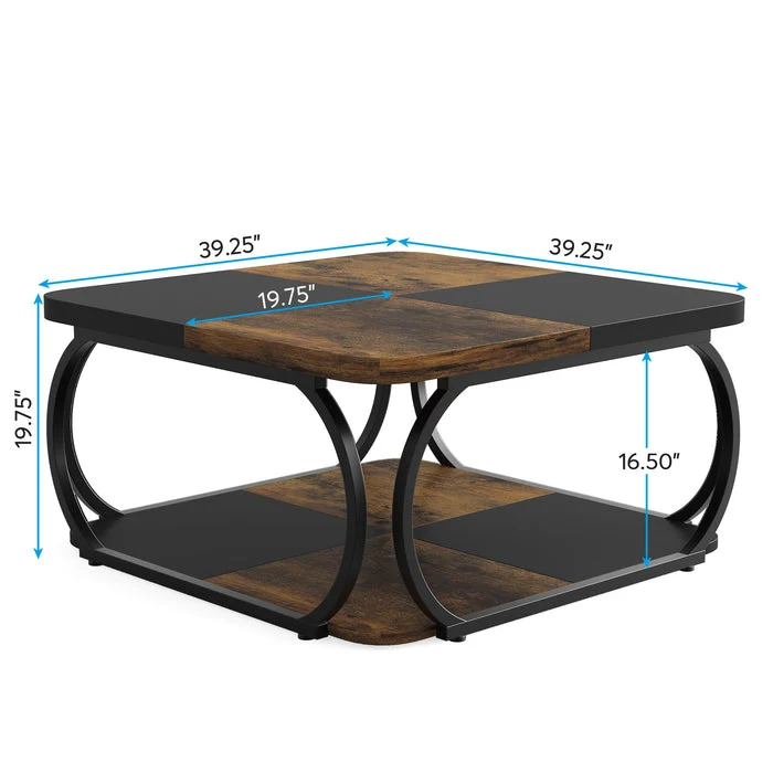 100 cm Quadratisch Couchtisch aus Holzwerkstoff Niedrig Wohnzimmertisch