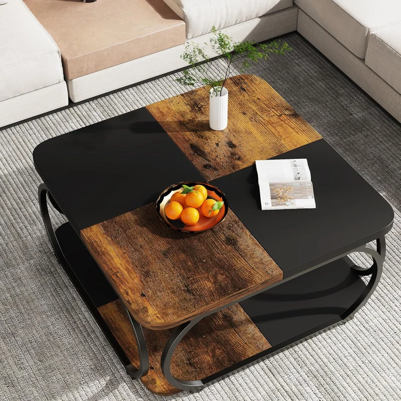100 cm Quadratisch Couchtisch aus Holzwerkstoff Niedrig Wohnzimmertisch