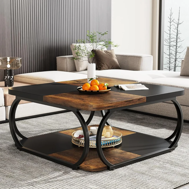 100 cm Quadratisch Couchtisch aus Holzwerkstoff Niedrig Wohnzimmertisch
