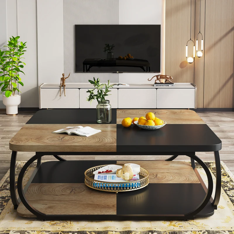 100 cm Quadratisch Couchtisch aus Holzwerkstoff Niedrig Wohnzimmertisch