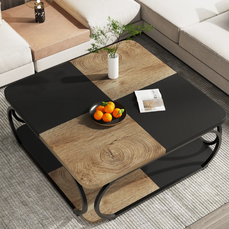 100 cm Quadratisch Couchtisch aus Holzwerkstoff Niedrig Wohnzimmertisch