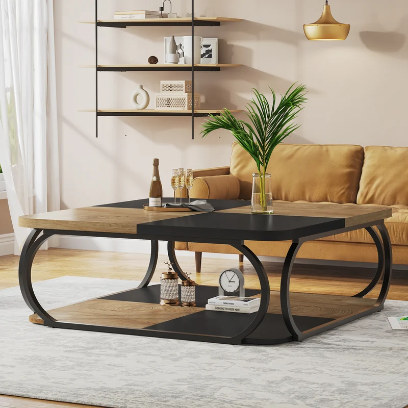 100 cm Quadratisch Couchtisch aus Holzwerkstoff Niedrig Wohnzimmertisch