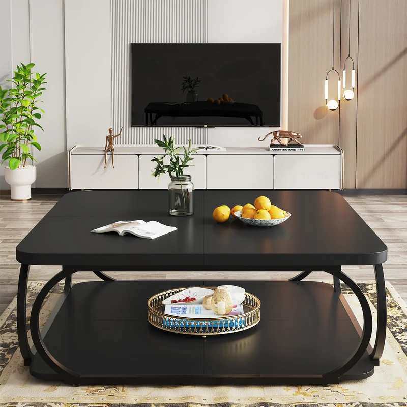 100 cm Quadratisch Couchtisch aus Holzwerkstoff Niedrig Wohnzimmertisch
