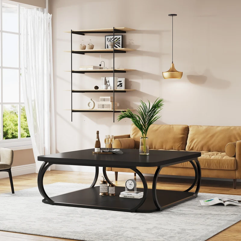 100 cm Quadratisch Couchtisch aus Holzwerkstoff Niedrig Wohnzimmertisch