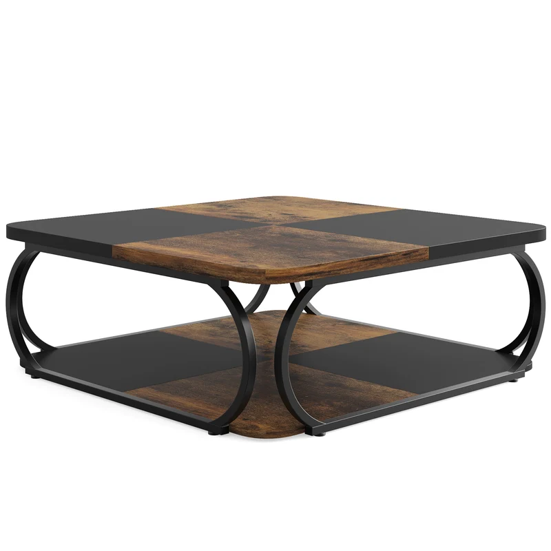 100 cm Quadratisch Couchtisch aus Holzwerkstoff Niedrig Wohnzimmertisch