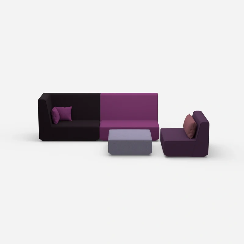 Dreisitzer Sofa mit Sessel und hoher Rückenlehne