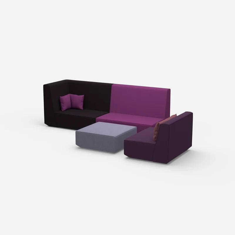 Dreisitzer Sofa mit Sessel und hoher Rückenlehne