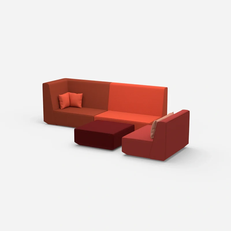 Dreisitzer Sofa mit Sessel und hoher Rückenlehne