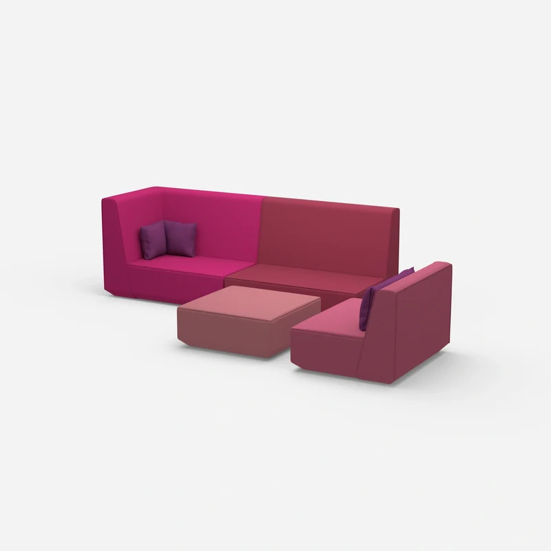 Dreisitzer Sofa mit Sessel und hoher Rückenlehne