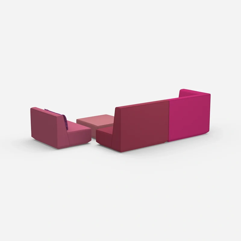 Dreisitzer Sofa mit Sessel und hoher Rückenlehne