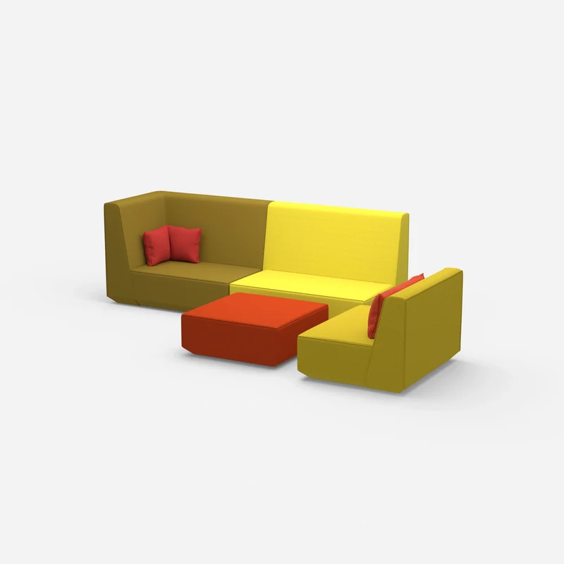 Dreisitzer Sofa mit Sessel und hoher Rückenlehne