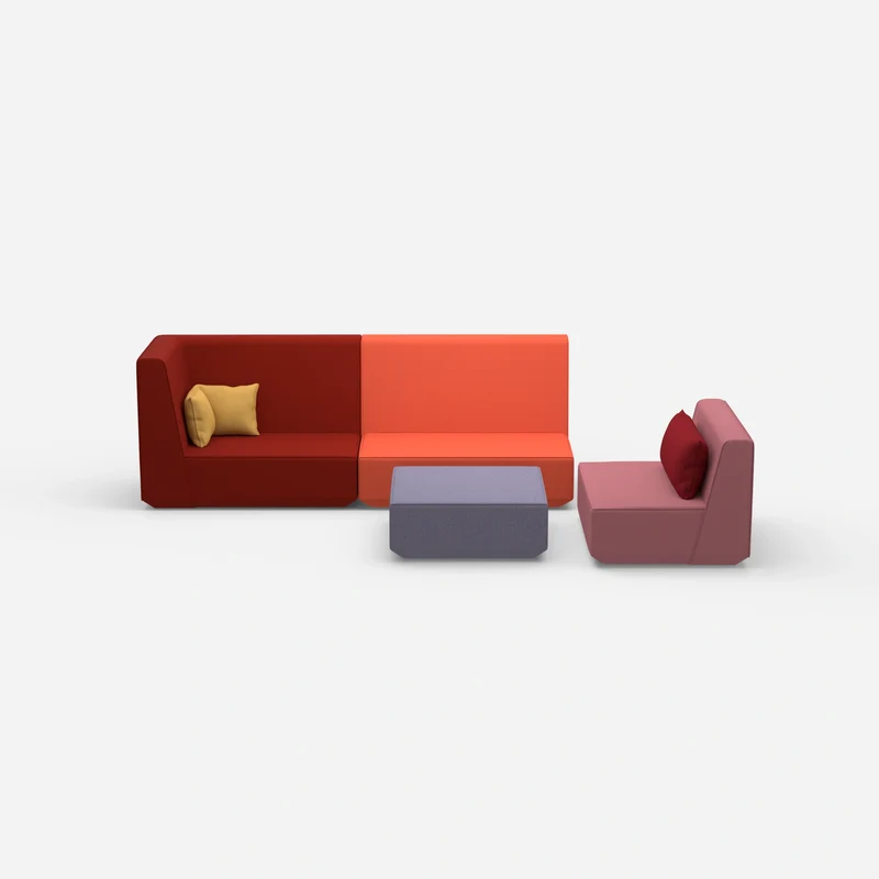 Dreisitzer Sofa mit Sessel und hoher Rückenlehne