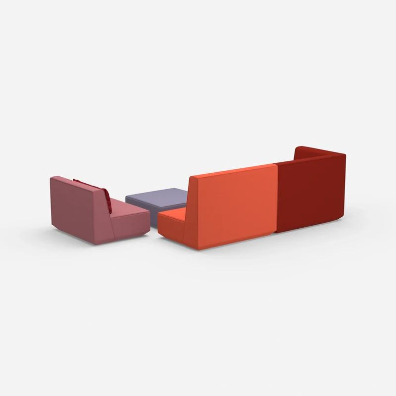Dreisitzer Sofa mit Sessel und hoher Rückenlehne