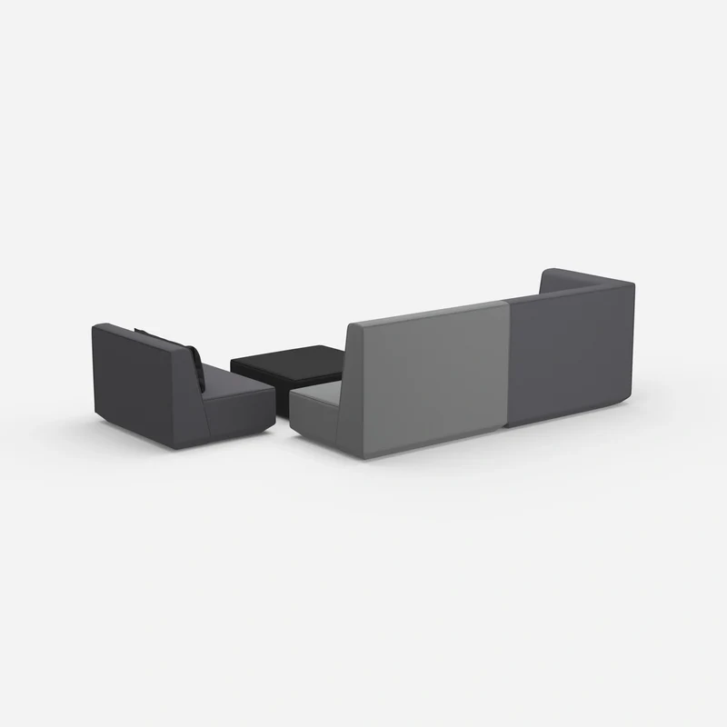 Dreisitzer Sofa mit Sessel und hoher Rückenlehne