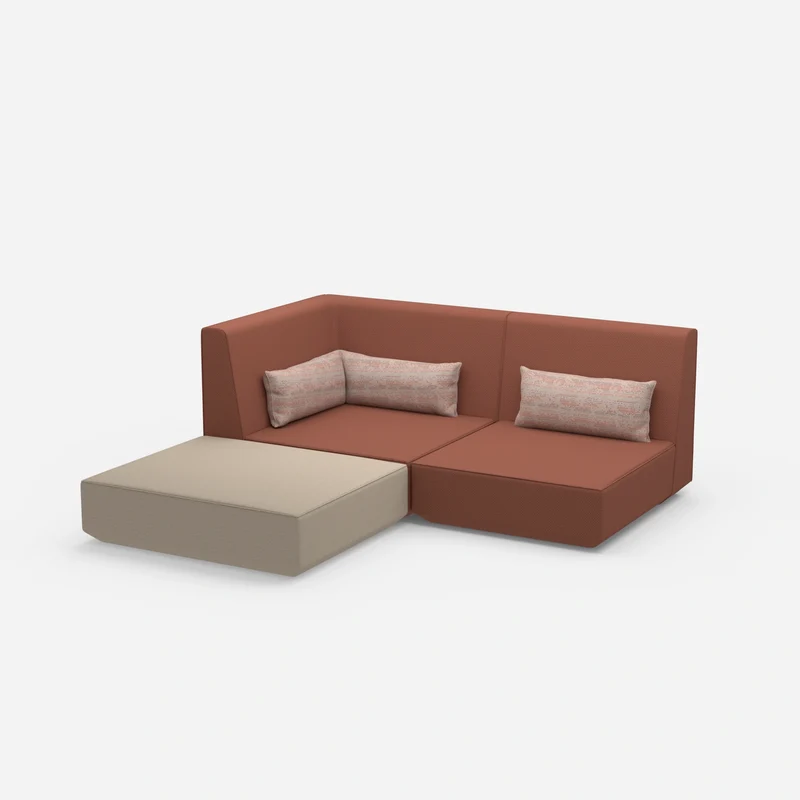 Ecksofa mit tiefer Sitzfläche und hoher Rückenlehne