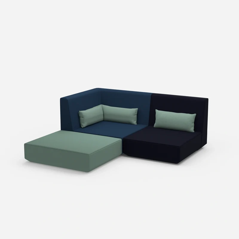 Ecksofa mit tiefer Sitzfläche und hoher Rückenlehne
