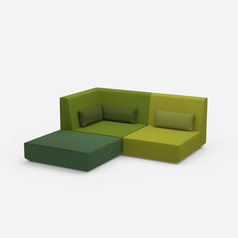 Ecksofa mit tiefer Sitzfläche und hoher Rückenlehne