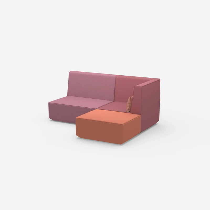 Rosa Ecksofa mit hoher Rückenlehne