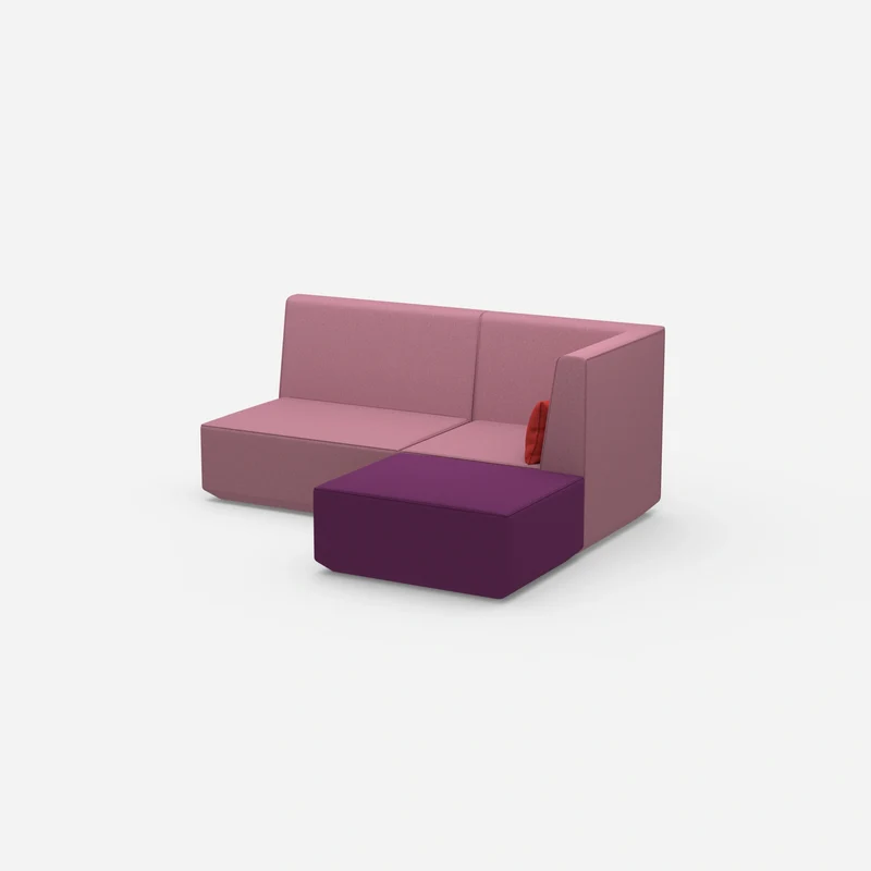 Rosa Ecksofa mit hoher Rückenlehne