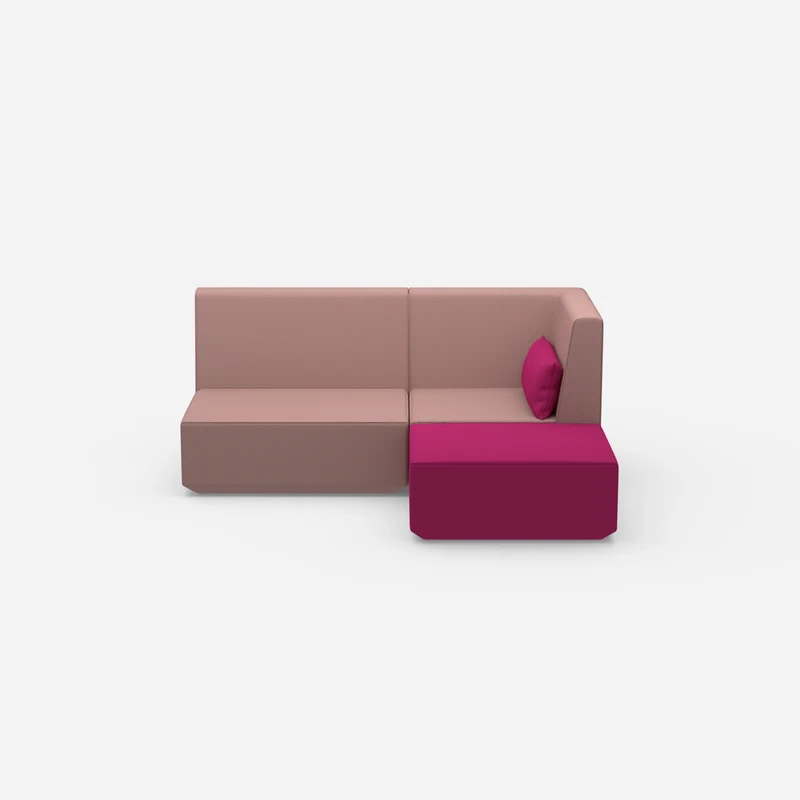Rosa Ecksofa mit hoher Rückenlehne