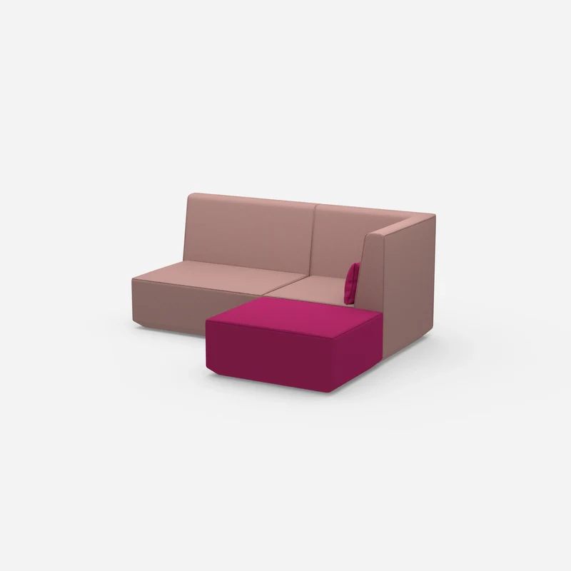 Rosa Ecksofa mit hoher Rückenlehne