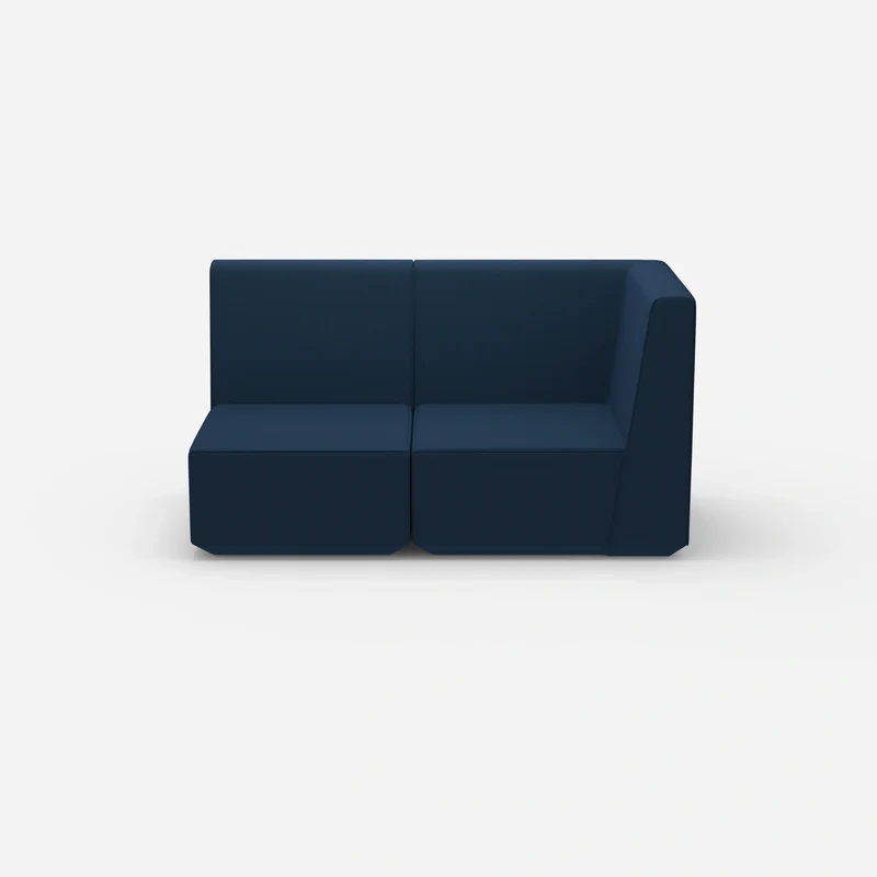 Blaues Modulsofa mit hoher Rückenlehne