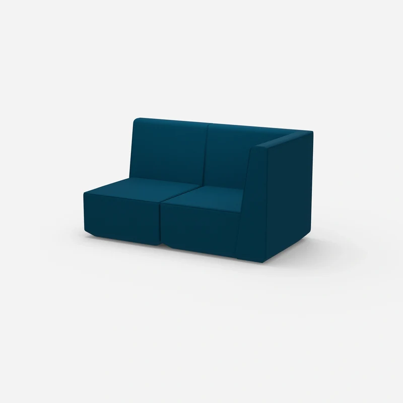 Blaues Modulsofa mit hoher Rückenlehne
