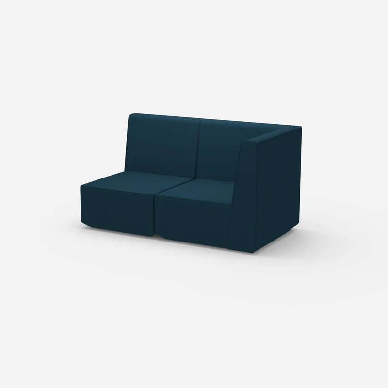 Blaues Modulsofa mit hoher Rückenlehne