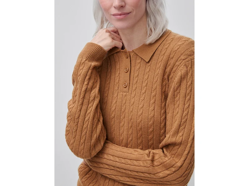 Poloshirt mit Zopfmuster