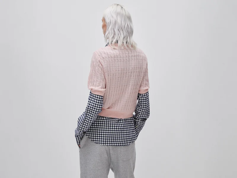 Ultraleichter Zopfstrickpullover aus Wollmischung