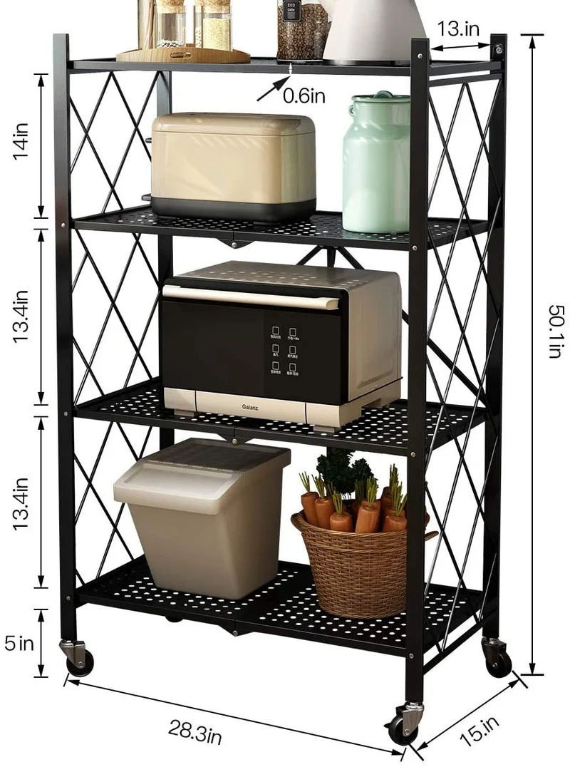 Keine Montage klappbare Metallregale mit Rädern für Garage, Schlafzimmer, Küche und Speisekammer
