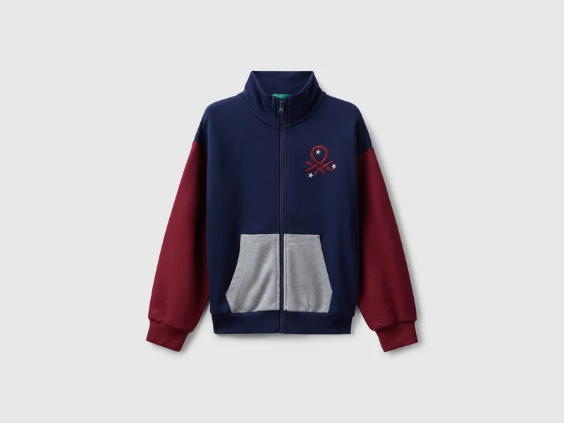 Sweatshirt mit Reißverschluss und Print