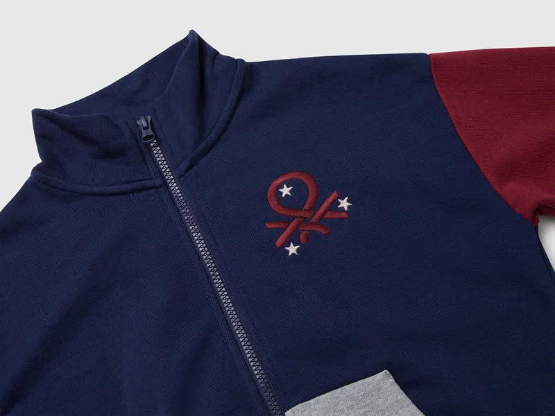 Sweatshirt mit Reißverschluss und Print