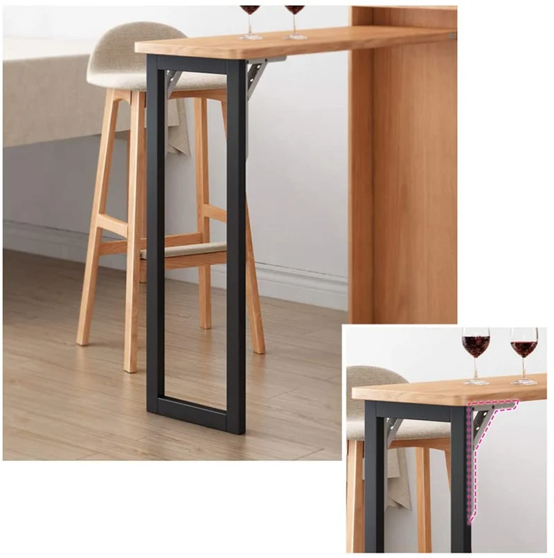 Klappbarer einziehbarer Weinbartisch mit an der Wand befestigtem rundem Weinregal (keine Stühle)