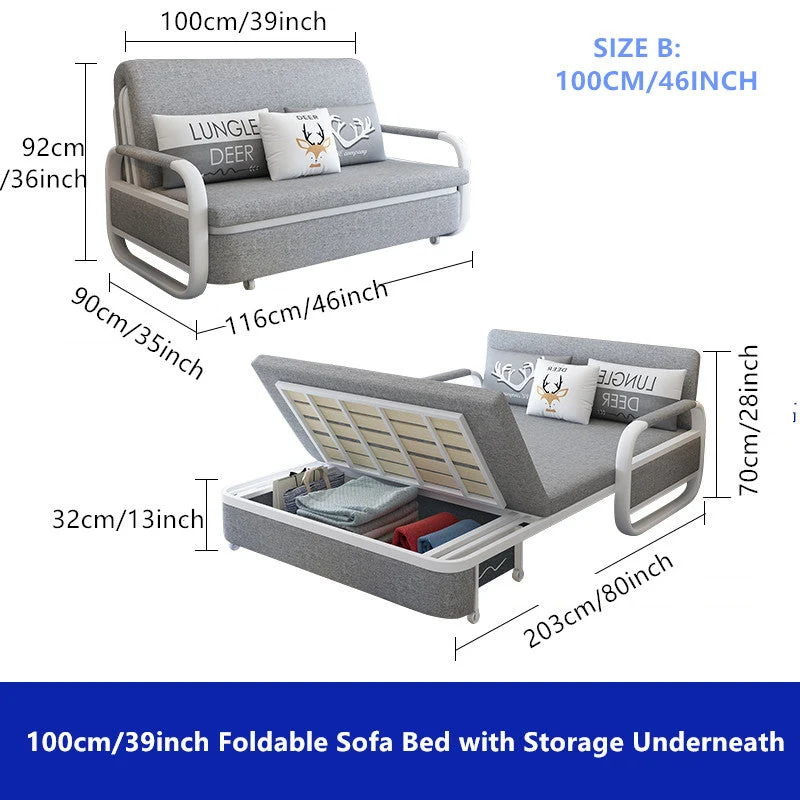 Umwandelbares Einzel-Schlafsofa im 2-in-1-Design mit Stauraum darunter