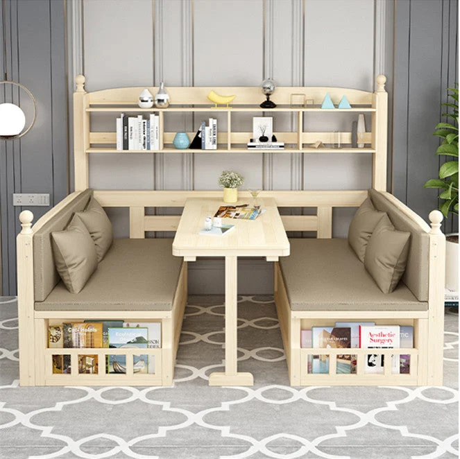 Schlafsofa aus Massivholz mit Schreibtisch und Bücherregal