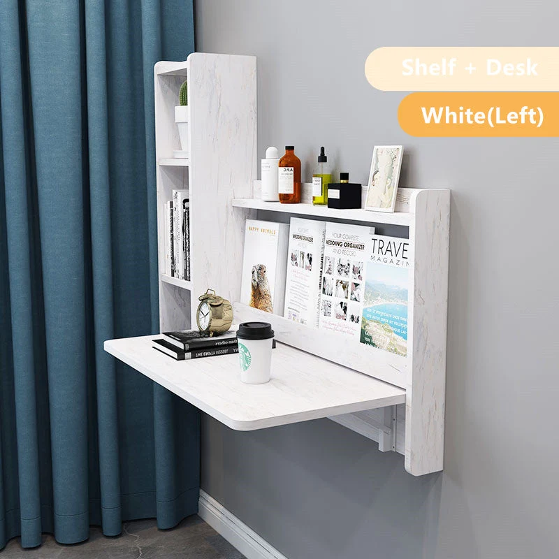 Wandmontierter faltbarer Schreibtisch und Regal