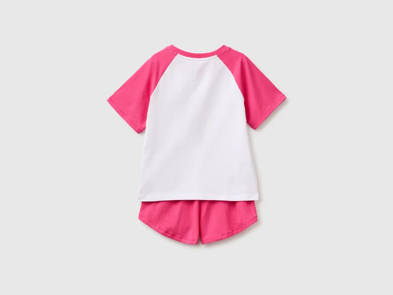 Kurzer Baumwollpyjama mit Logodruck