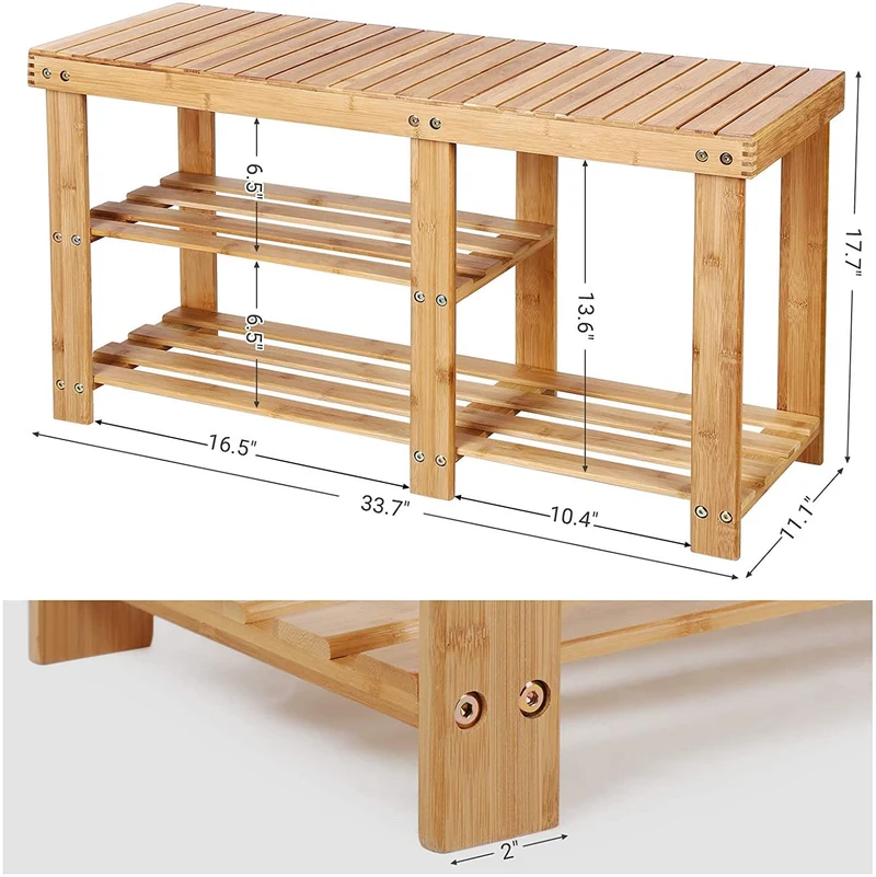 Multifunktions-Bambus-Schuhregal-Bank-Organizer-Regal